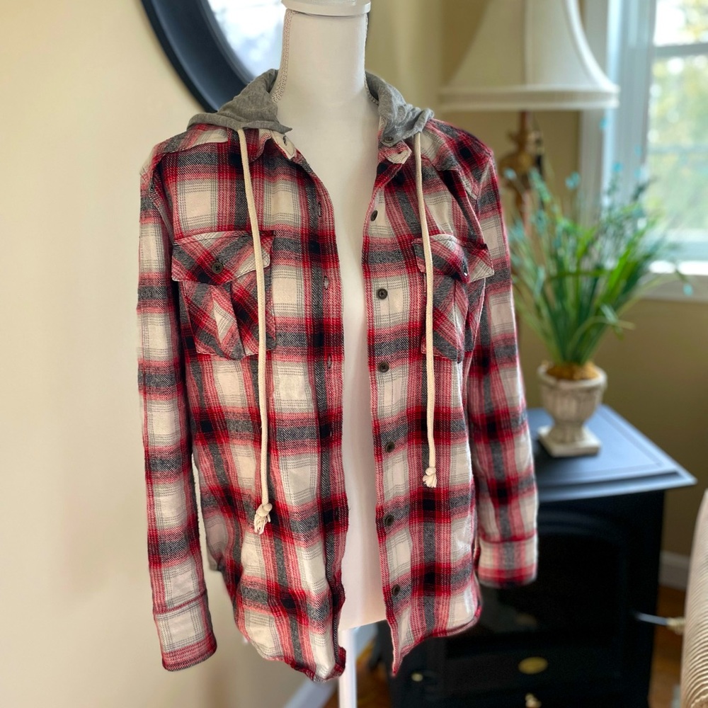 Forever 21 Flannel With Removable Hood